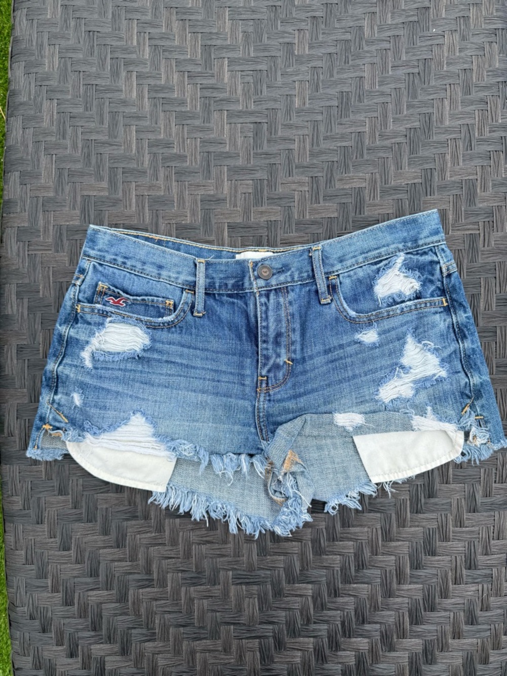 Hollister Light Blue Denim Shorts with Contrast Stitching